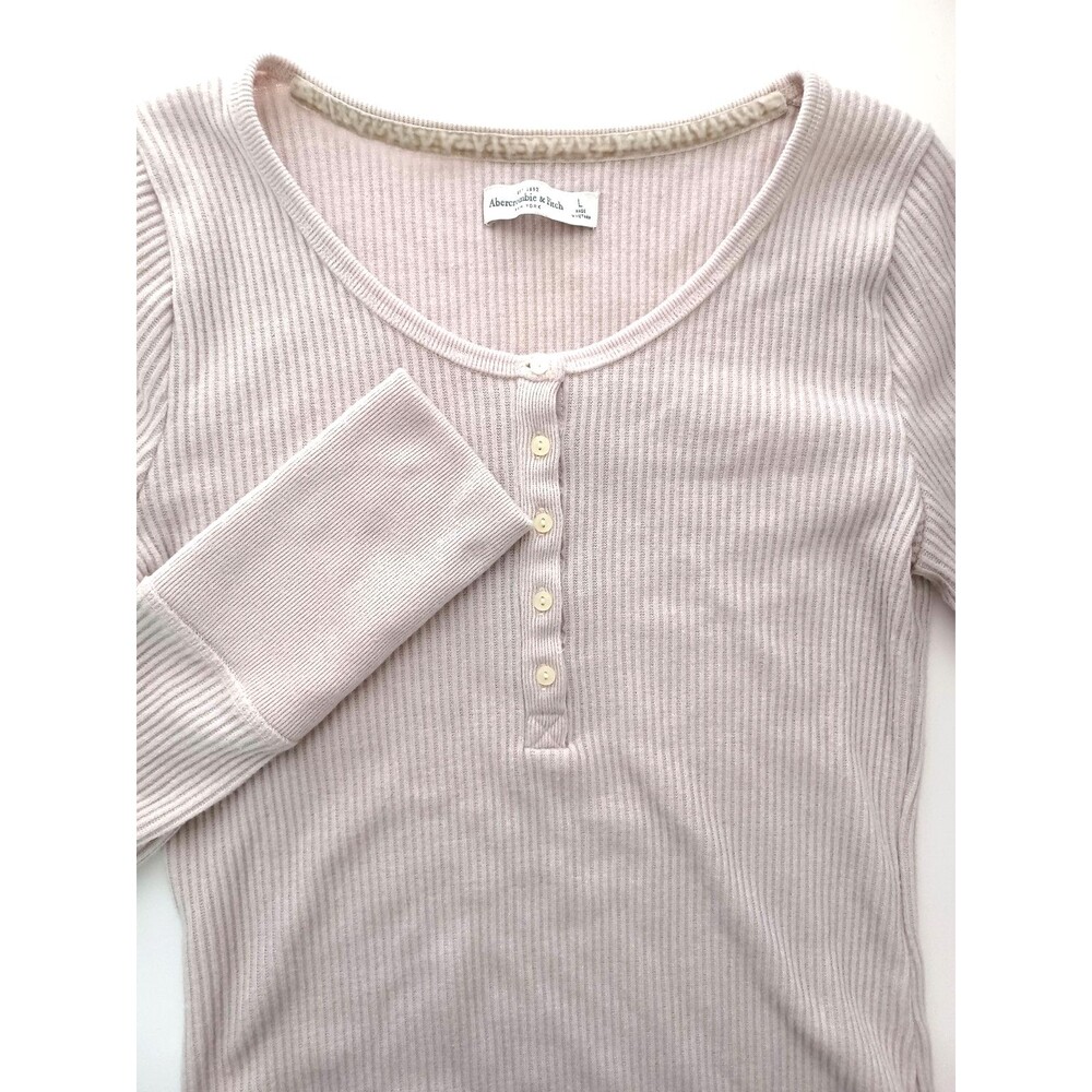 Abercrombie‎ & Fitch Y2k Style Henley Waffle Knit Shirt Large Long Cuff Thermal